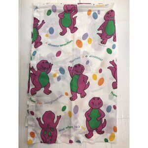 Vintage 1992 Barney Dinosaur Crib Toddler Lot Two Fitted Bed Sheet USA Made 90's